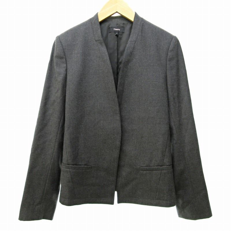 Theory グレー ノーカラージャケット S