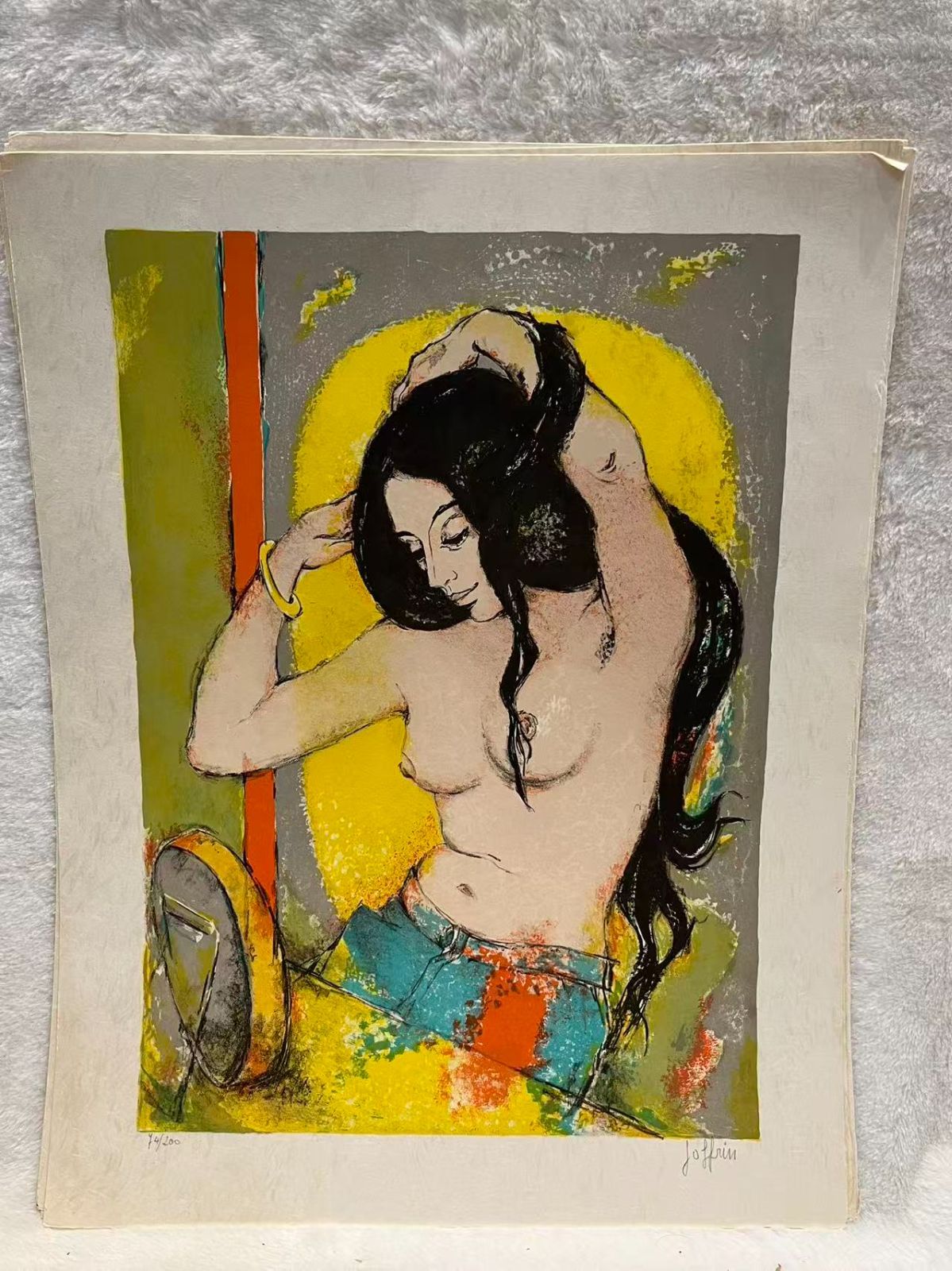 公式オンラインショップ！ 化粧 女性 Joffrin ギリー ジョフラン 63|200 版画 額装 現代美術 リトグラフ 人物画 5枚の絵付き 本紙サイズ約50.5×39cm 海外ファッション通販。