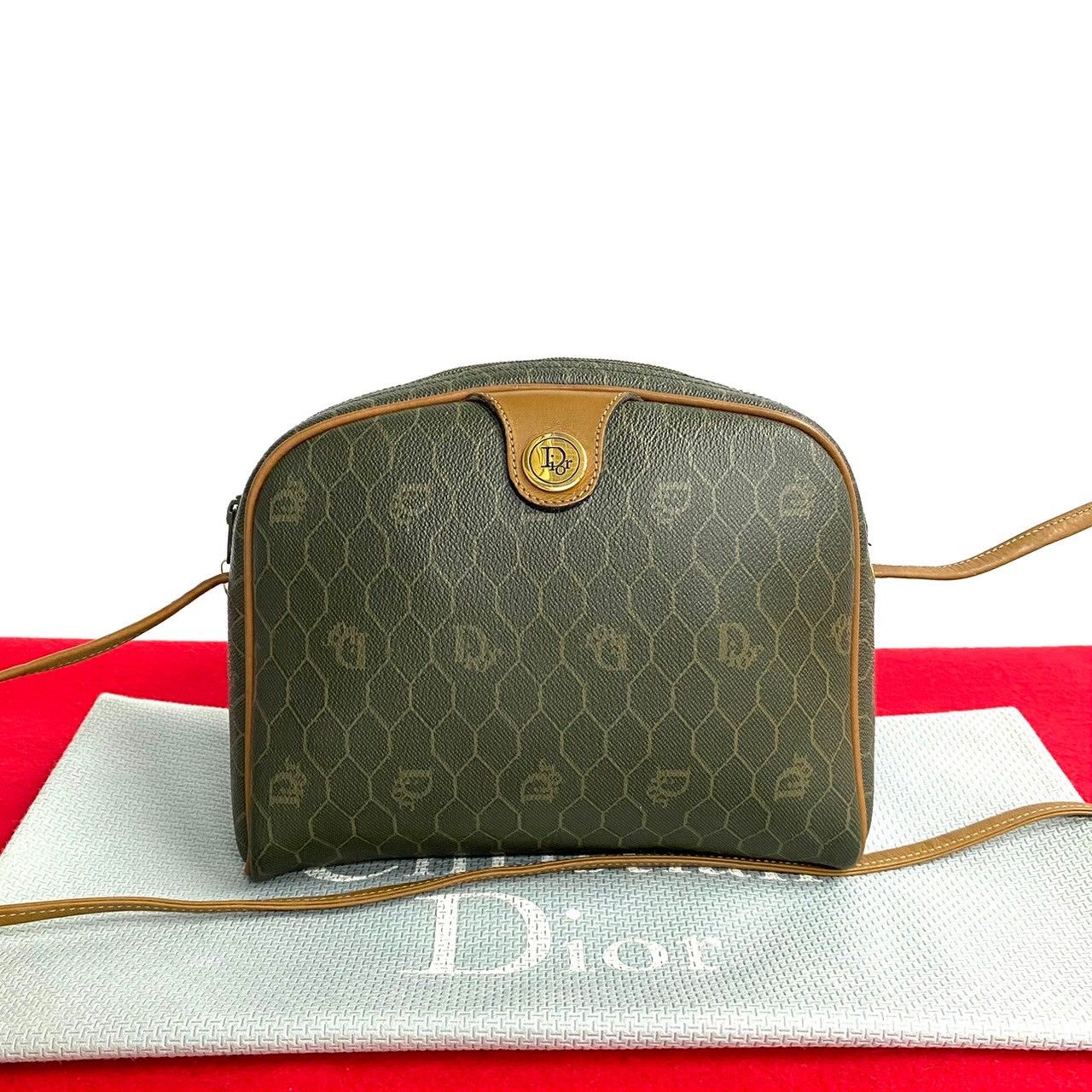 美品 クリスチャンディオール ハニカム柄 ショルダーバッグ ポシェット