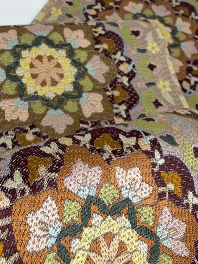 絽刺し 手刺繍 手刺し 全通 袋帯 大華紋 金糸 正絹