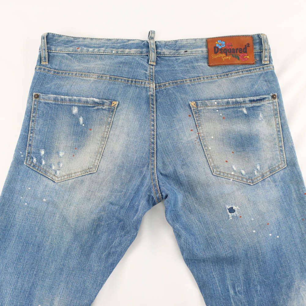 天白】【DSQUARED2】ディースクエアード デニムパンツ ペイント加工