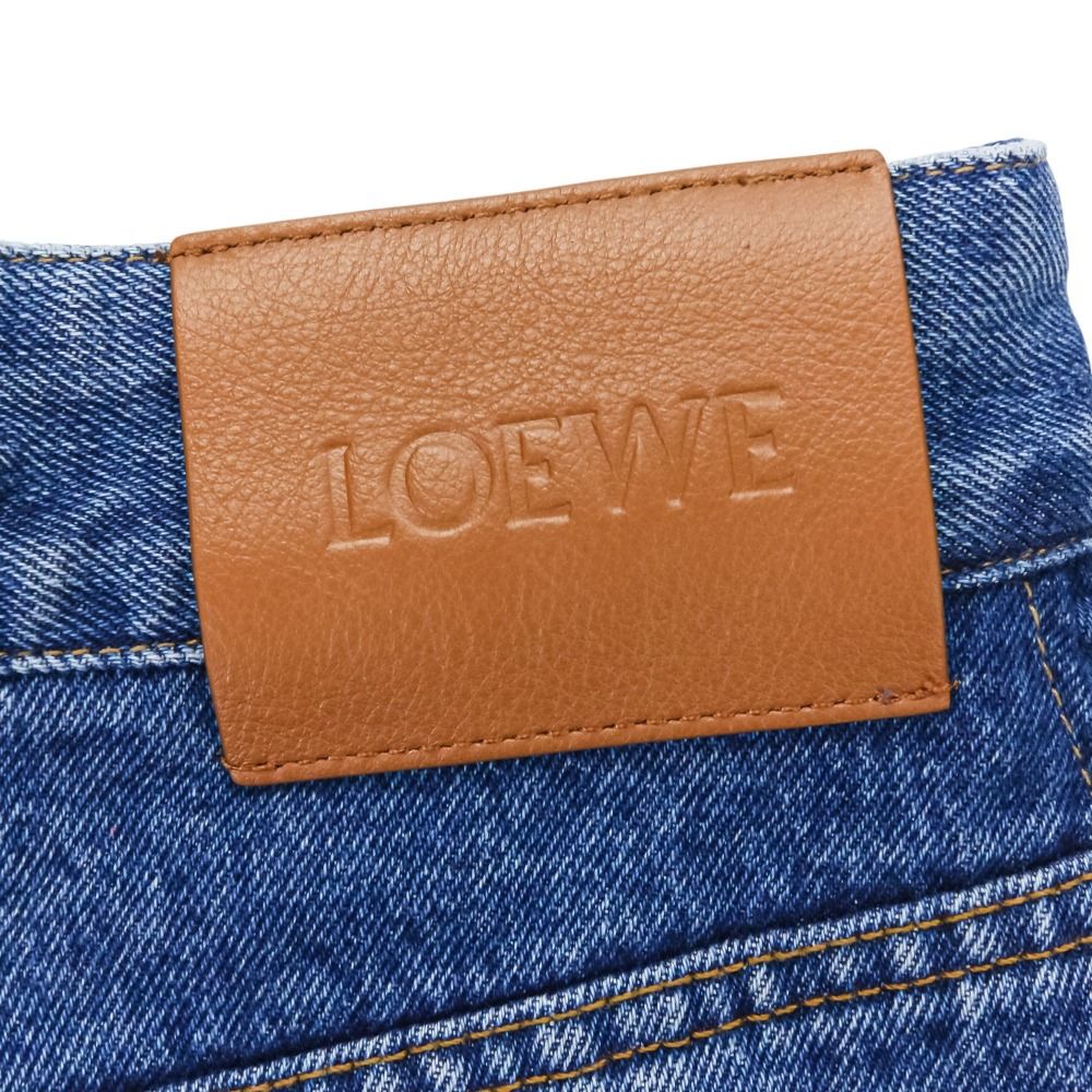 美品 25SS LOEWE ロエベ アナグラム ニー刺繍 デニムパンツ バギー  