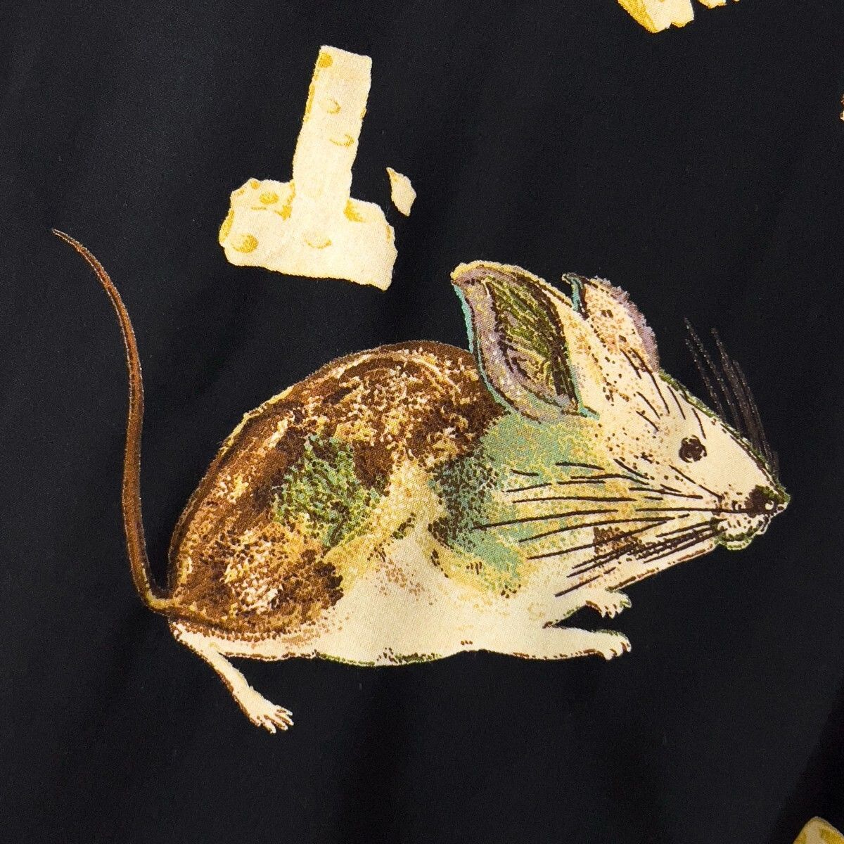 カールヘルム レーヨン 半袖 アロハシャツ メンズ M 黒 ネズミとチーズ