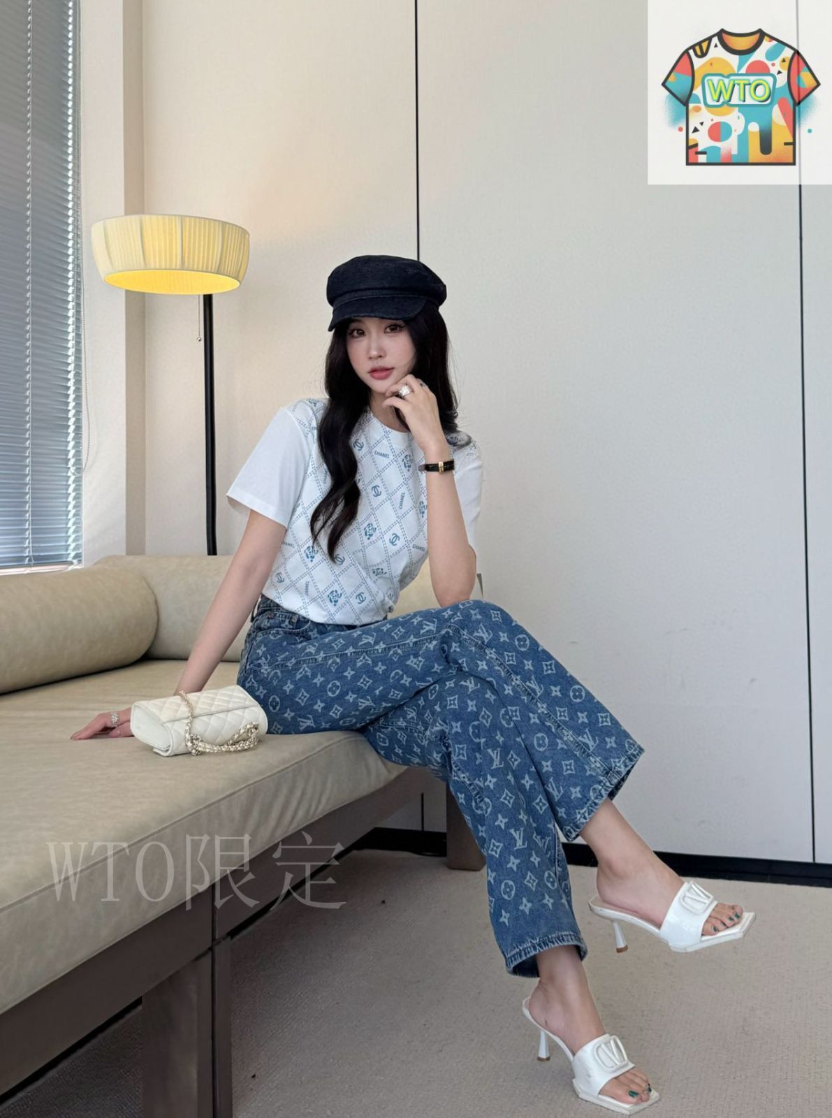 新品✴︎CHANEL✴︎ショートTシャツ 今日特価】Chanel 丸首プリントショートスリーブ T シャツ-1