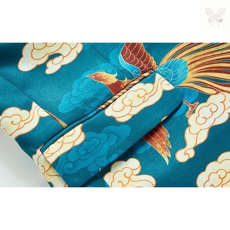 メンズスーツジャケット ハロウィンChristmas鳳凰柄コート 派手なステージ演出服アウター 中華風 舞台ダンスウェア 団体服 発表会 LLC-HASEGAWATOSO_COM