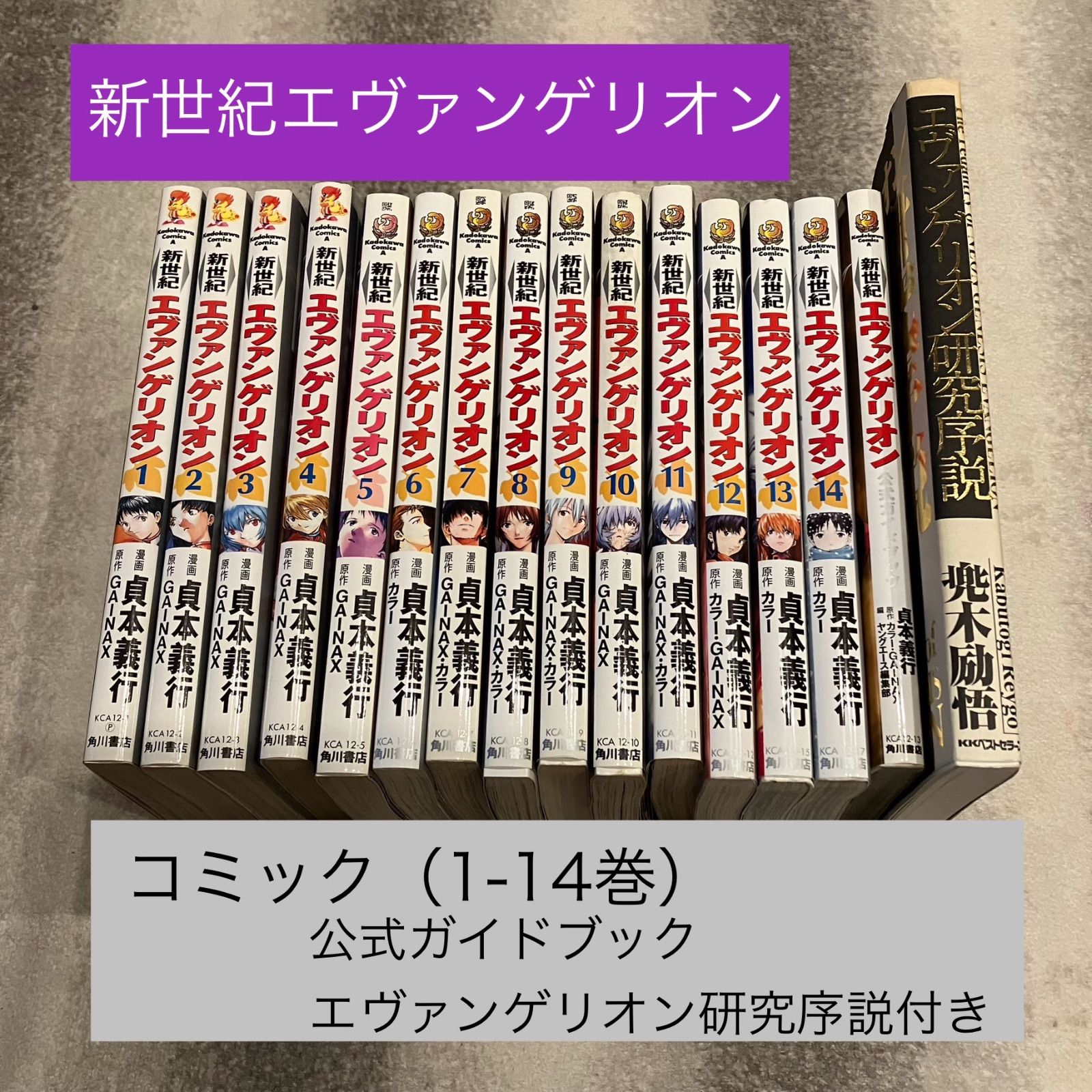 漫画【送料無料】新世紀エヴァンゲリオンコミック全巻（1-14巻）、公式ガイドブック、エヴァンゲリオン研究序説 - メルカリ