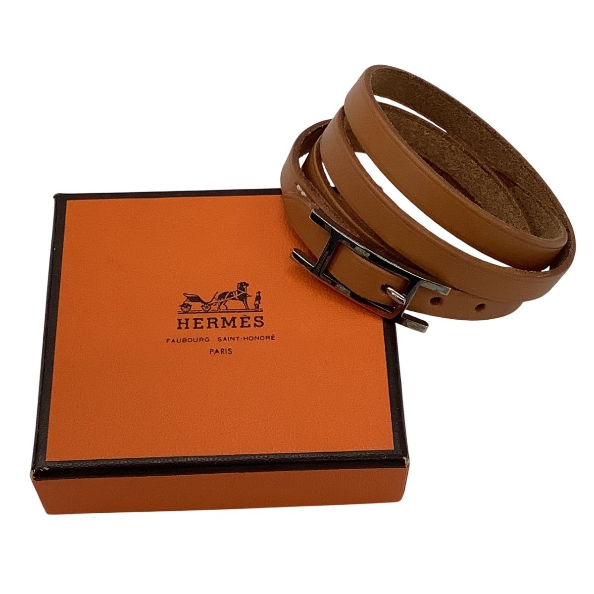 HERMES エルメス ブレスレット レザー ブラウン色 HERMES エルメス ブレスレット レザー ブラウン｜中古ジュエリー