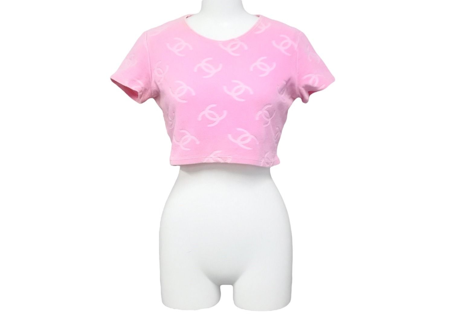 CHANEL シャネル ココマーク クロップド Tシャツ チビT ピンク 36