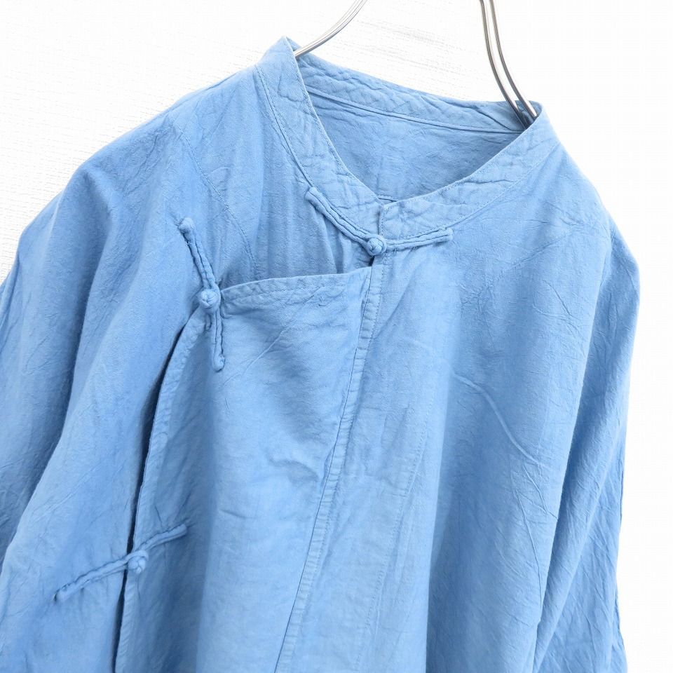 ヂェン先生の日常着　エプロンチャイナボタンブラウス ヂェン先生の日常着 エプロンチャイナ シャツ ブラウス 手染め 860770