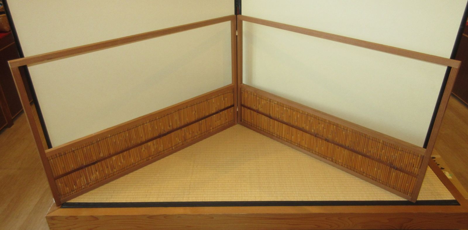 逢絢亭 茶道具 風炉先 すだれ風炉先 夏用 片面使い 木地 木製 紙箱