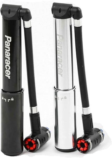 Panaracer パナレーサー 自転車用空気入れ ワンタッチ取り付け 携帯ポンプ 高圧メーター対応|フランス ブラック|シルバー 軽量