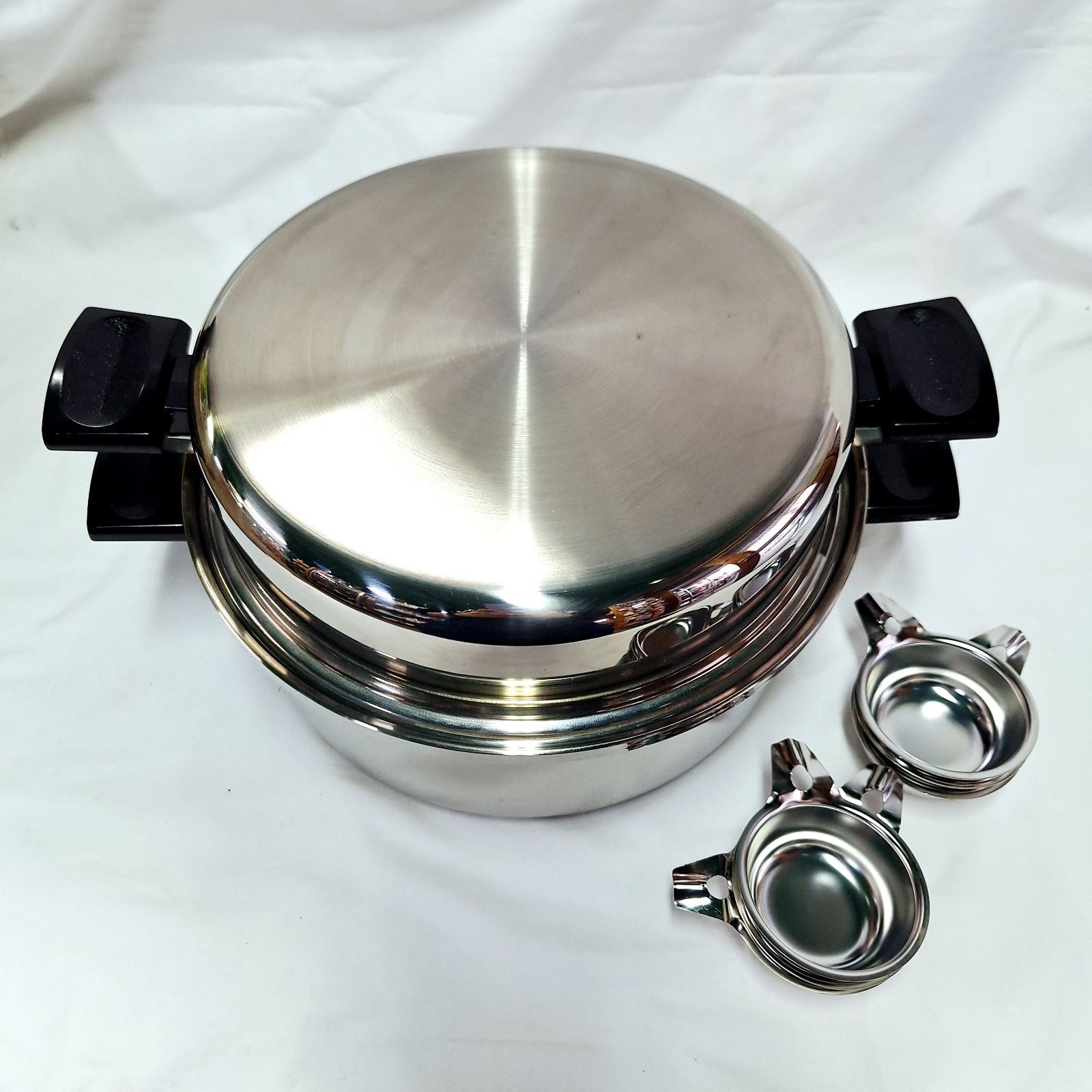 EHP EKCO Ambassador USA製 高級ステンレス鍋、蒸し器セット 未使用☆EKCO Home Products USA製 フライパン 鍋 蒸し器 高級