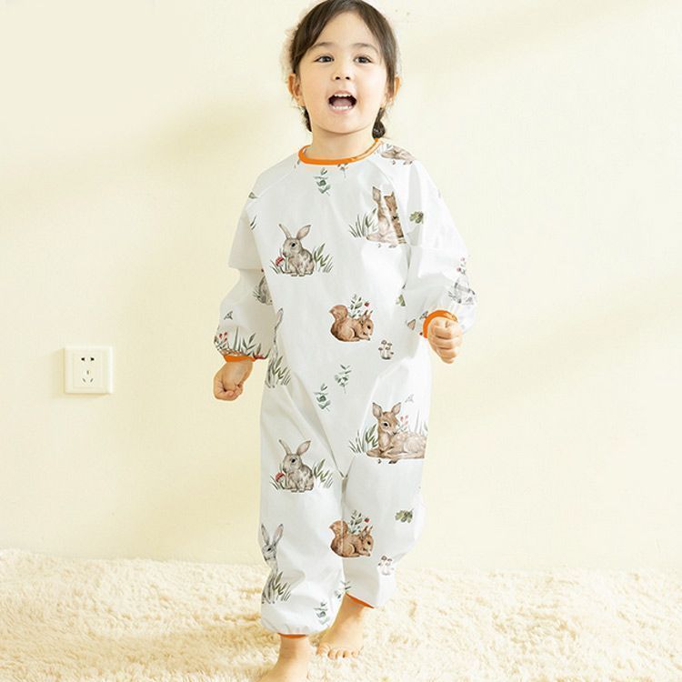 子供 プレイウェア 長袖 防水 全身カバー レインコート 遊び着 砂場着 ベビー キッズ レインスーツ レインウェア レインロンパース つなぎ マジックテープ 蒸れない 通気性 男の子 女の子 かわい pdd 9056