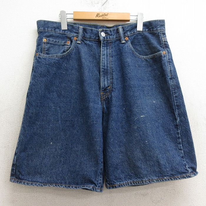 W35/古着 リーバイス Levis 550 ショート パンツ ショーツ メンズ コットン 紺 ネイビー デニム 24mar11 中古 ボトムス 短パン ショーパン 