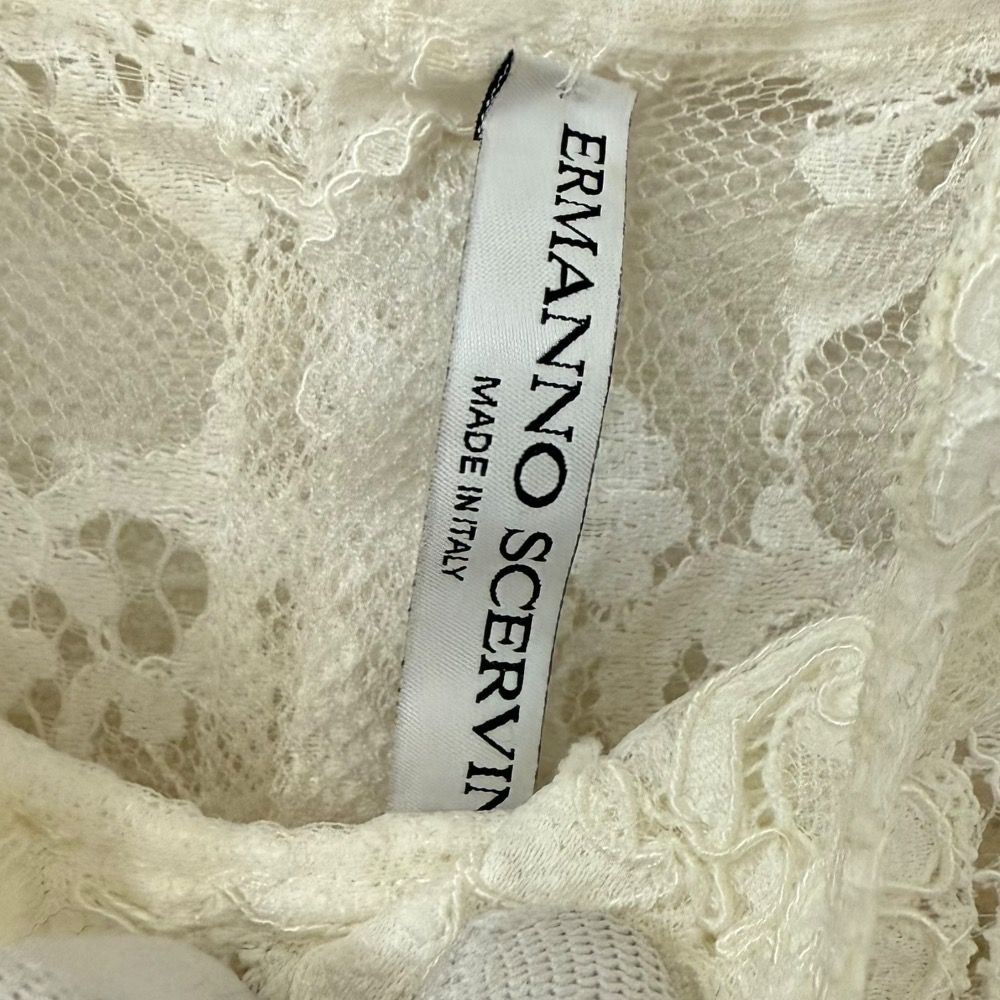 美品 ERMANNO SCERVINO エルマノシェルビーノ ハイネック 長袖 レース ブラウス 44 ホワイト レディース 古着 中古 USED 美品 ERMANNO SCERVINO エルマノシェルビーノ ハイネック 長袖 レース