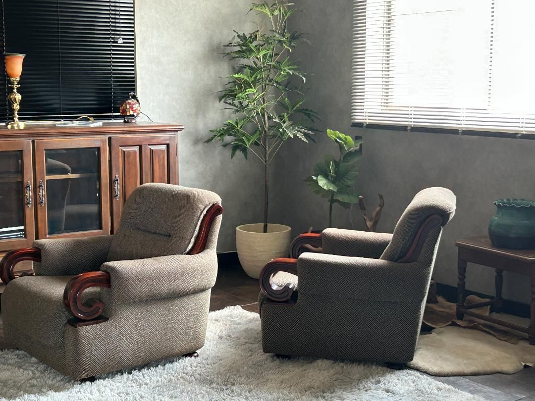 レトロ ヴィンテージ ミッドセンチュリー 一人用 アームソファ 2脚 IR