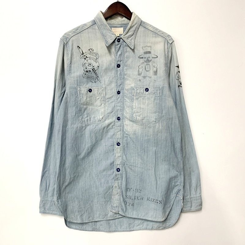 メンズ Buzz Rickson s バズリクソンズ U.S.N. LS CHAMBRAY WORK SHIRT ロングスリーブ シャンブレー ワーク シャツ 長袖 トップス 145-250329-mm-9-IZU