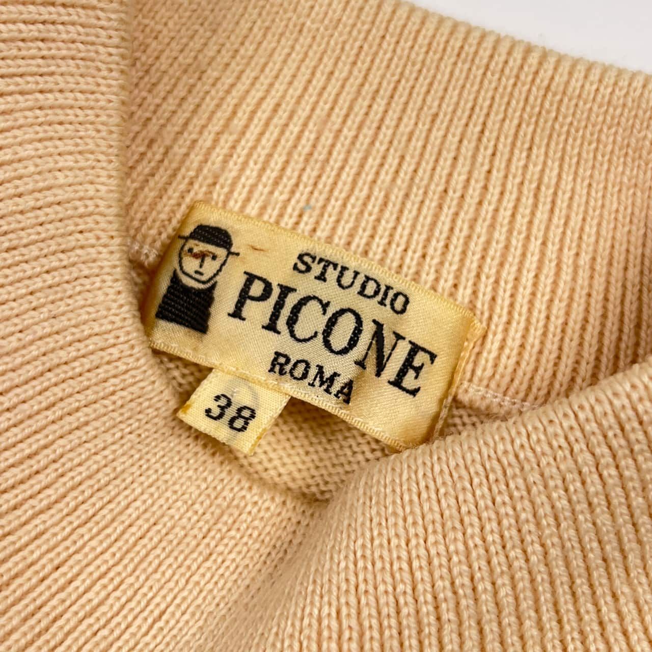 【新品未使用 スタジオピッコーネ】ピコ柄ふわふわウール素材リブニット38号 未使用】スタジオピッコーネ 近代モデル ニット プルオーバー L グレー