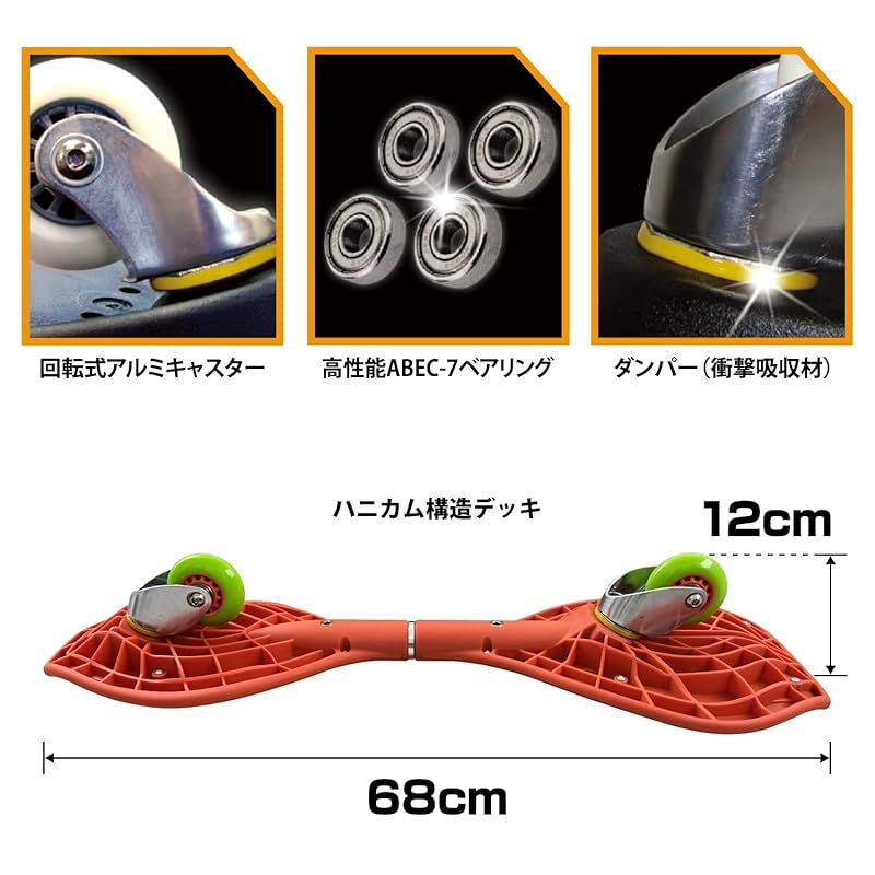  ラングスジャパン RANGS リップスティック ミニ サーキットオレンジ キャスターボード ボード ウェイクボード