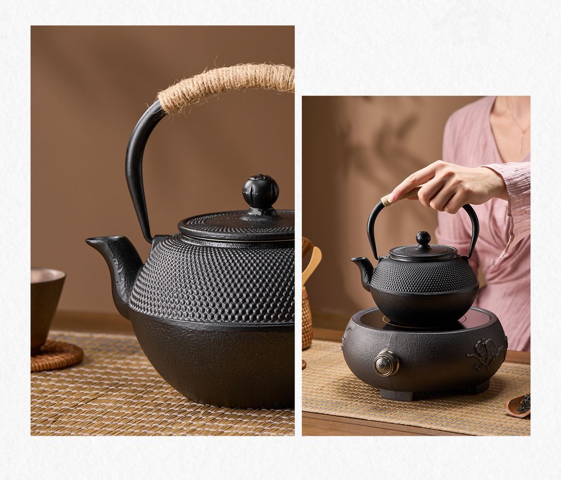 鋳鉄製鉄瓶 急須鉄瓶 手作り 老鉄瓶 やかんを沸かす 提梁鉄瓶 お茶の道具 南部鉄器 老鉄瓶 提梁壺 新品 茶道具1.2L 銅製蓋 銅製取っ手