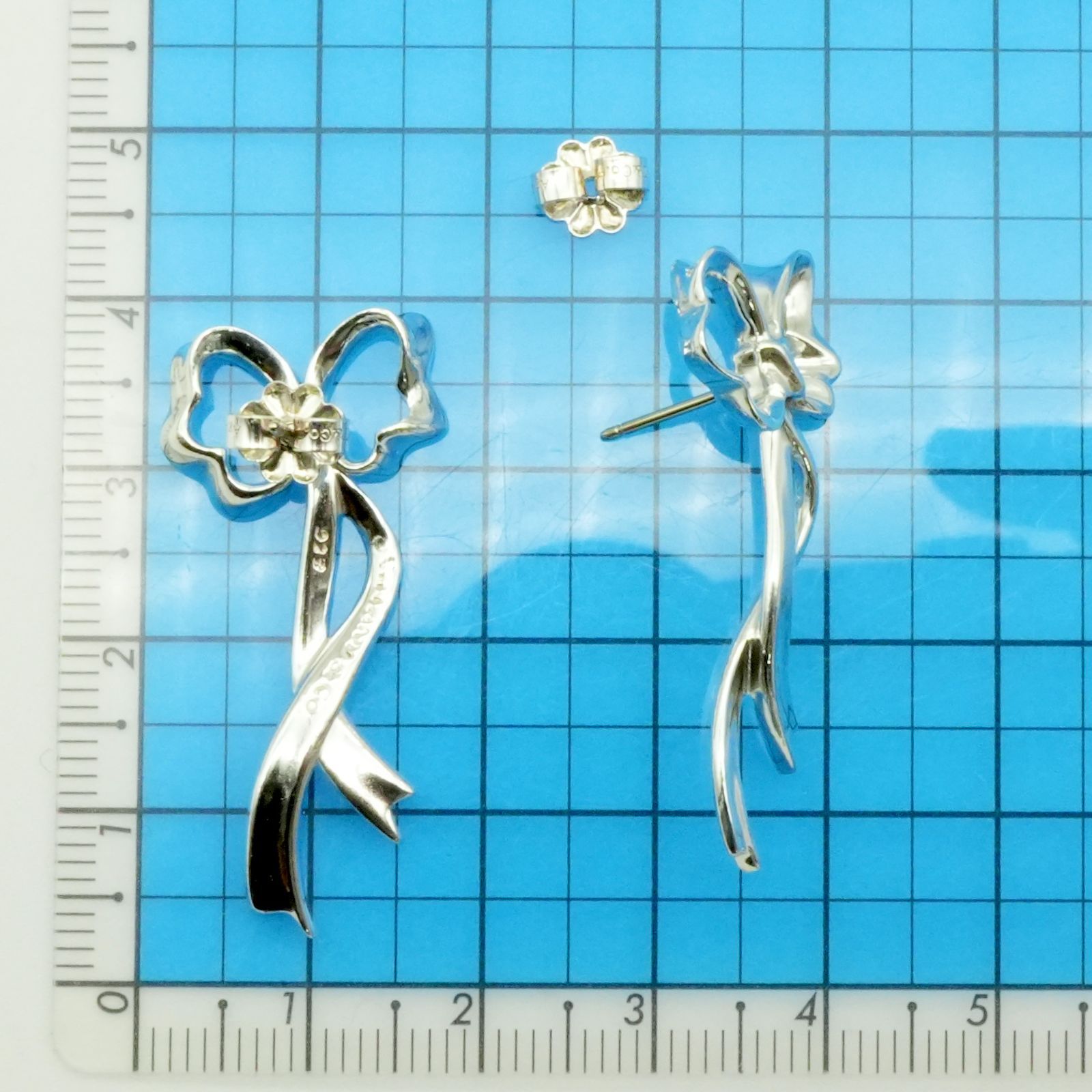 極美品 ヴィンテージ ティファニー リボン ピアス ボウ/24-4108