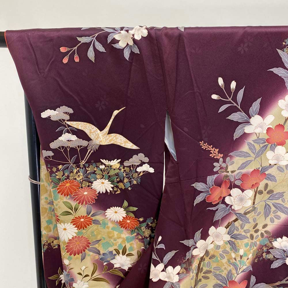 振袖 中古 葡萄茶 紫 正絹 古典 裄70cm 身丈166.5cm 美品 L サイズ 成人式 4040 振袖 中古 葡萄茶 紫 正絹 古典 裄70cm 身丈166.5cm 美品 L サイズ