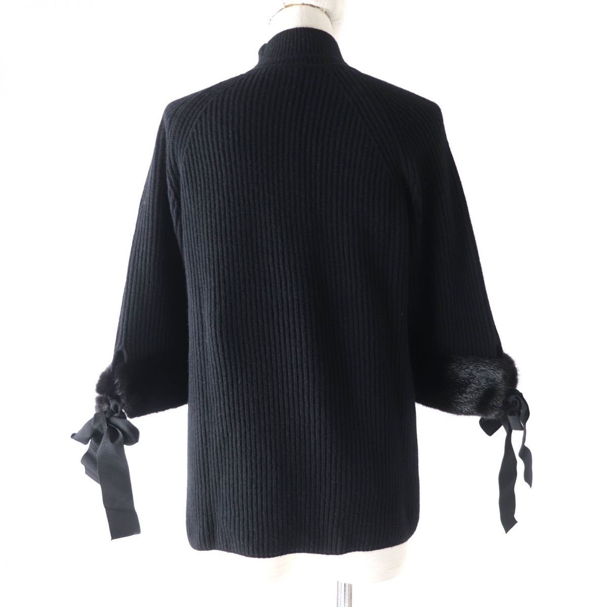 美品✨フェンディ ニット ファー カシミヤ 100% リボン ブラック