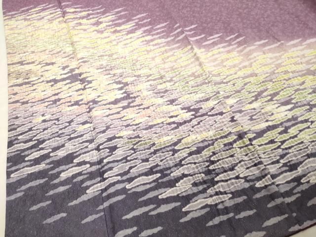 平和屋着物○訪問着 襲絞り 霞文 暈し染め 銀通し地 正絹 逸品