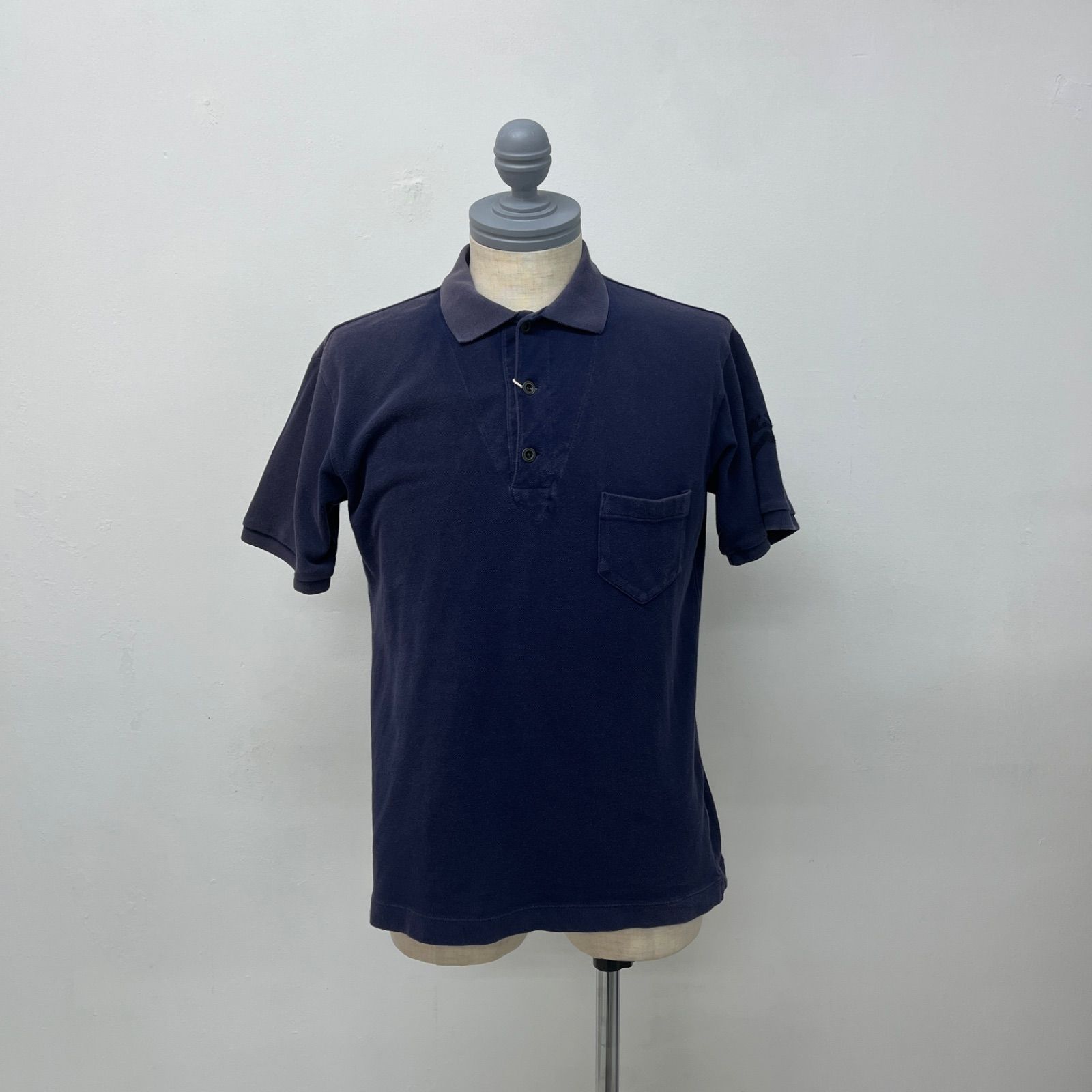 Nigel Cabourn 鹿の子 半袖シャツ ポロシャツ ネイビー サイズM Nigel Cabourn 鹿の子 半袖シャツ ポロシャツ ネイビー サイズM