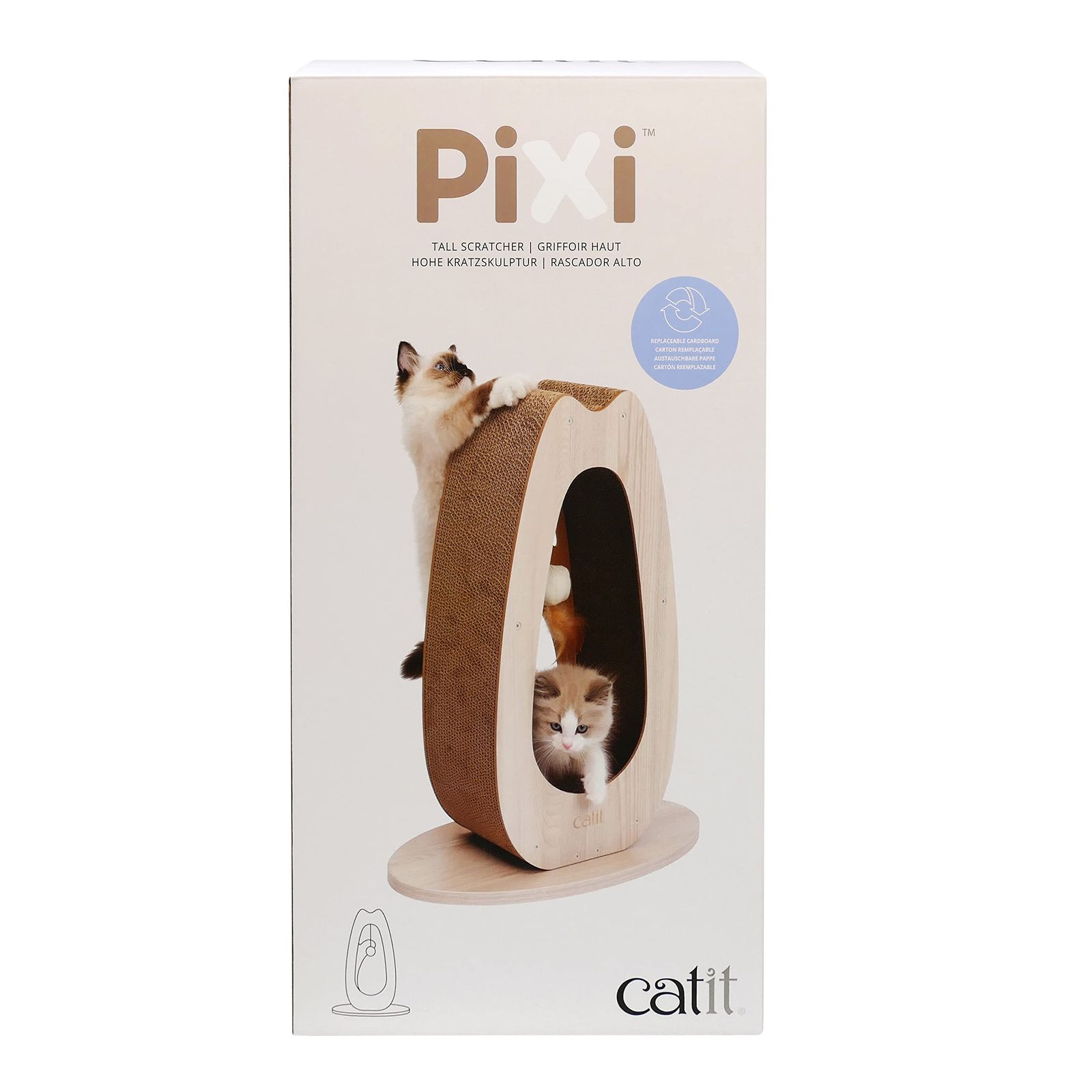 ジェックス Catit Pixi スクラッチャーTall 猫用ファニチャー 猫型爪とぎ 自立式 ダンボール インテリア 45 23 5 56 cm
