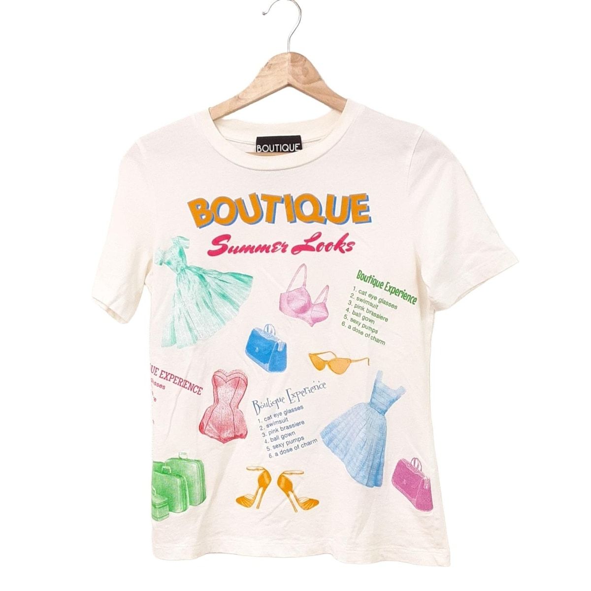 MOSCHINO モスキーノ 半袖Tシャツ サイズI 40 レディース - 白×ダークイエロー×マルチ クルーネック