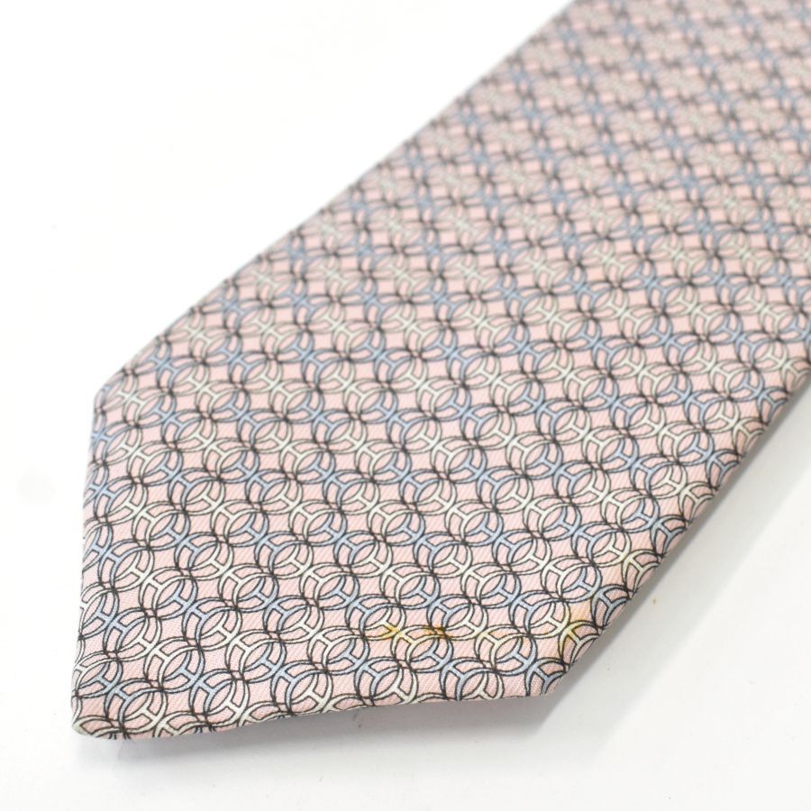 【美品】エルメス ネクタイ H柄 幾何学模様 ハイブランド 高級シルク ピンク HERMES - 美品 HERMES エルメス ネクタイ シルク100% ピンク