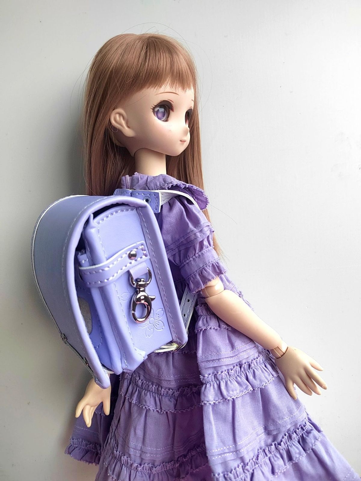 ドール用ランドセル3分4分通用制服鞄通学バッグスクールバック 紫