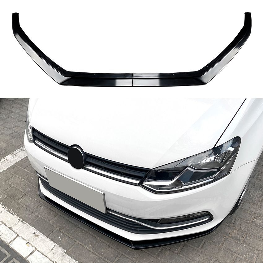 無料送料 フロントリップスポイラー メンズ 外装カスタム 光沢ブラック VW ポロ 6R|6C 2009-2017年対応 ss