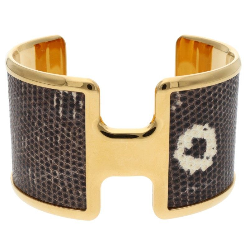 エルメス オランプ リザード サルヴァ ナチュラ メタルブレスレット レディース