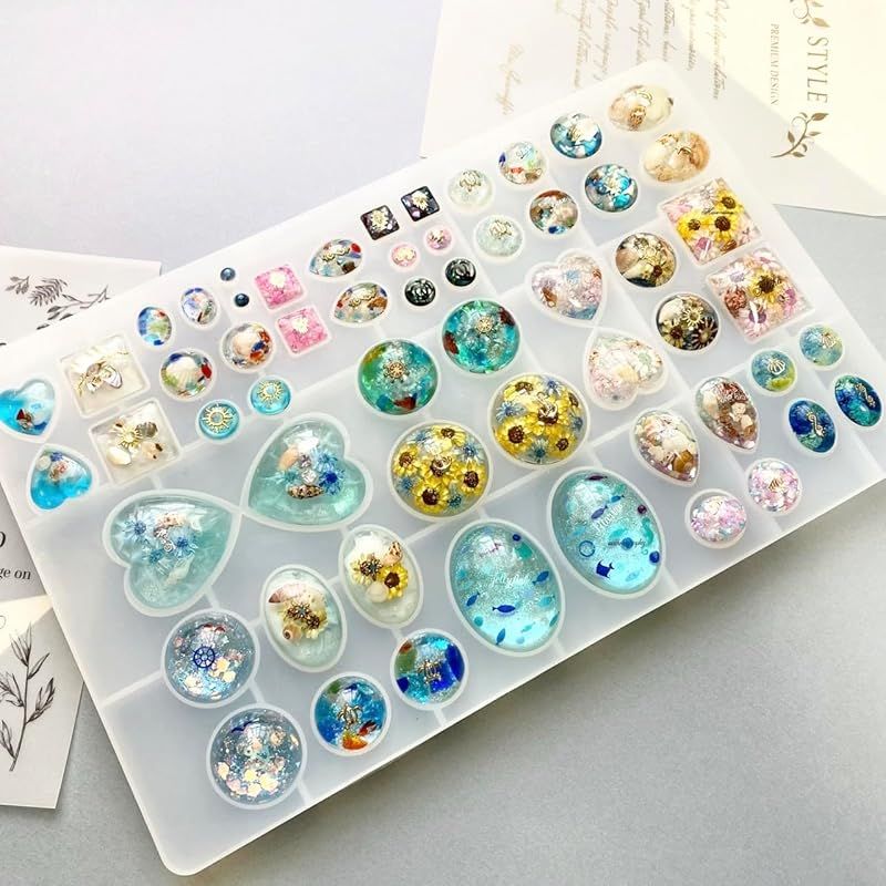 Ever garden】 レジン 宝石 ハート 楕円 半円 水滴 シリコン