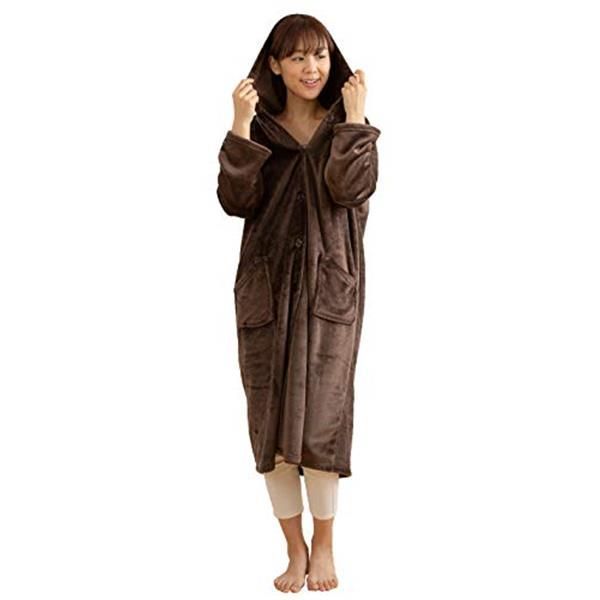 メルカリShops - ナイスデイ mofua (モフア) 着る毛布 ブラウン Mサイズ (着丈105-