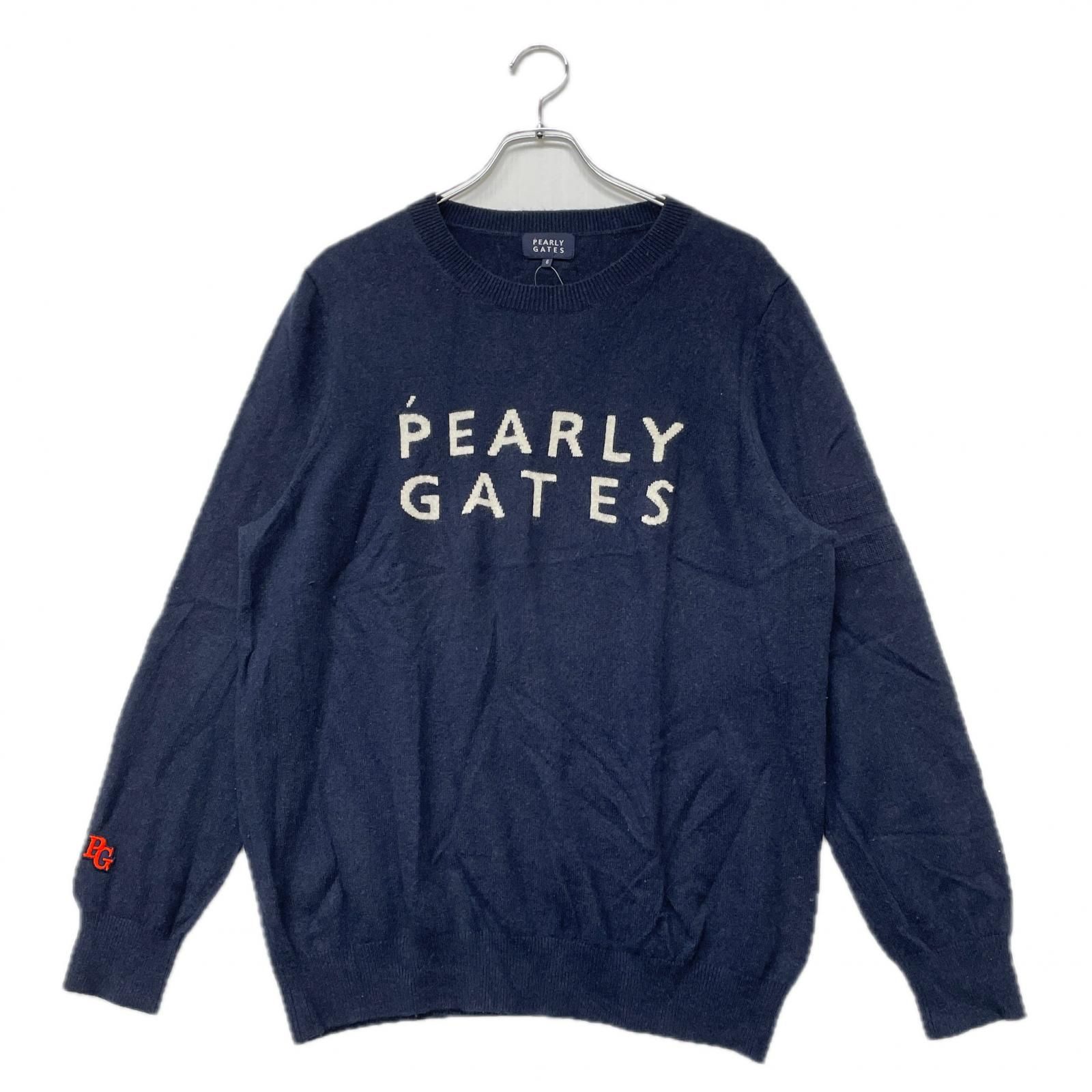 メンズ パーリーゲイツ PEARLY GATES ニット 6 LL 紺 ネイビー 長袖 クルーネック カシミヤ100％