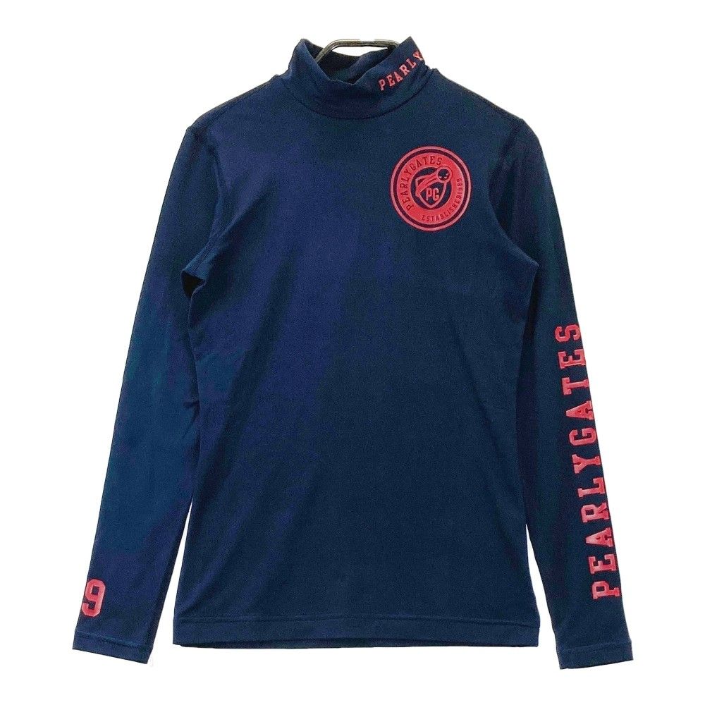 パーリーゲイツ　ネイビーボーダー　半袖ハイネックカットソー　サイズ1 パーリーゲイツ ネイビーボーダー 半袖ハイネックカットソー サイズ1