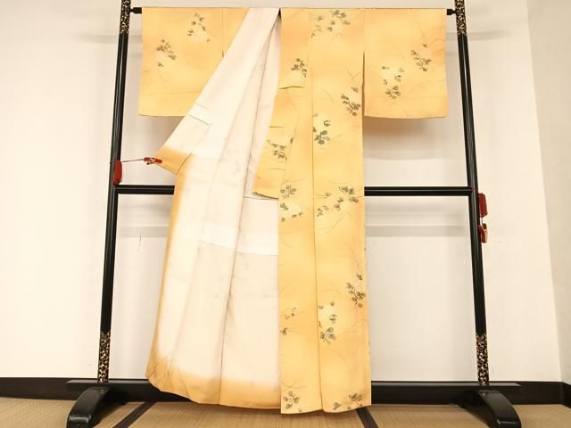 平和屋着物▽上質な小紋 単衣 地紋起こし 草花文 正絹 逸品 DAAV9866sf