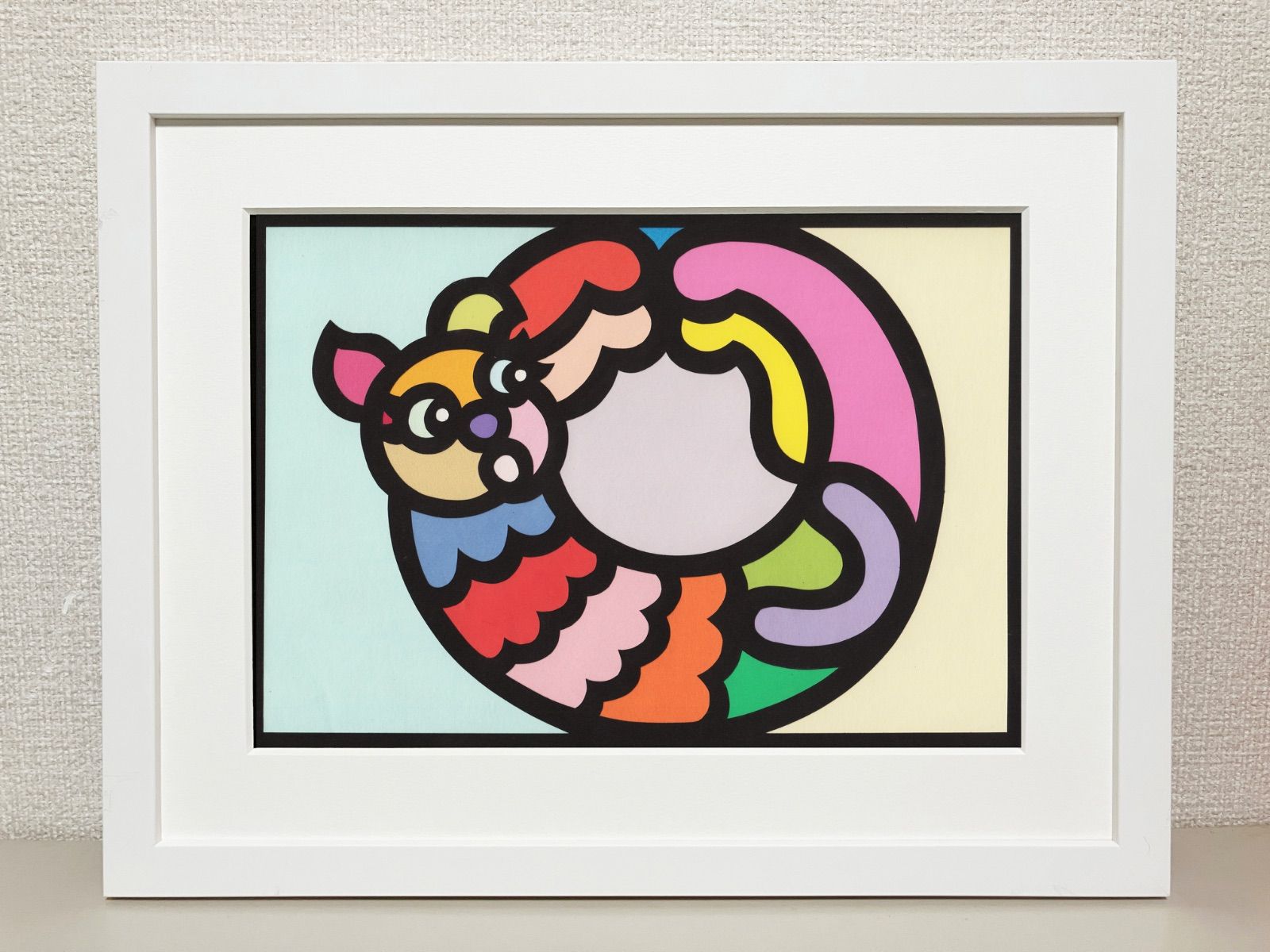 A4サイズ 180-1 Cat Alphabet - O” 2025 Original art work on paper cutting with collage by CHOP POP ◆日本製UVカットアクリルフレーム付き◆ Pop Art