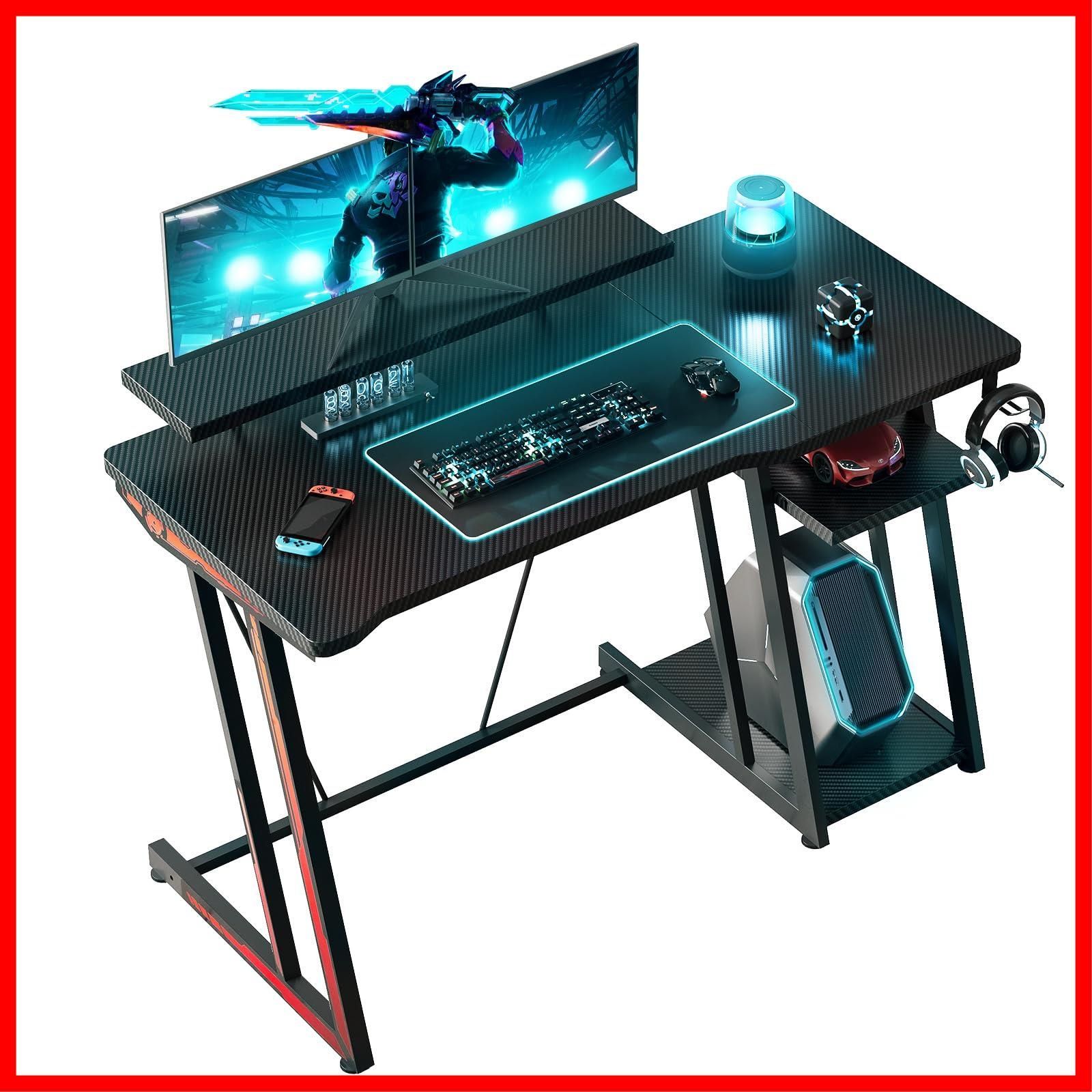 数量限定】ゲームデスク 幅120cm gaming desk テーブル 収納ラック2段