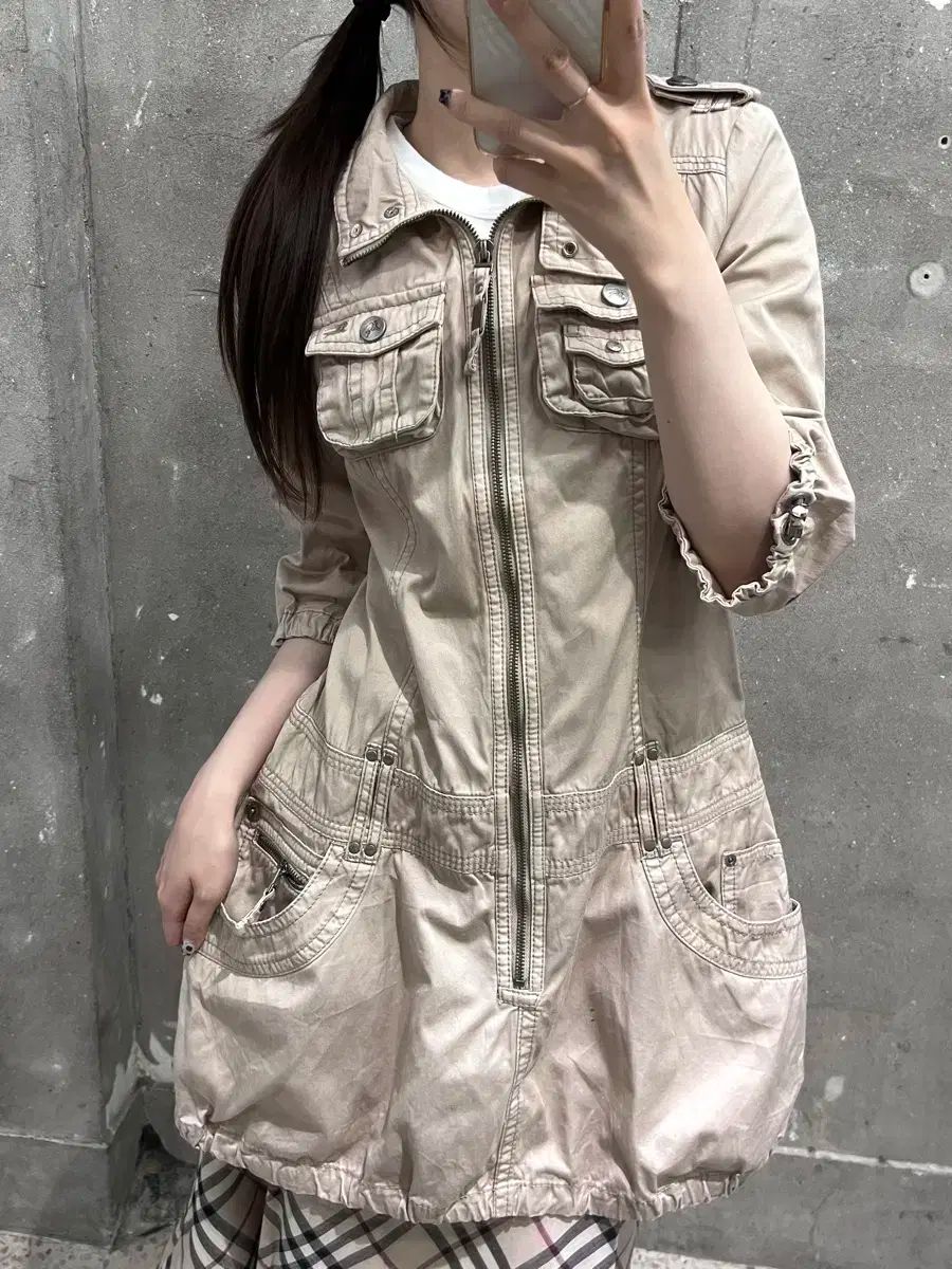 Burberry BURBERRY バーバリー ブルーレーベル ベージュ トレンチ コットン ワンピース