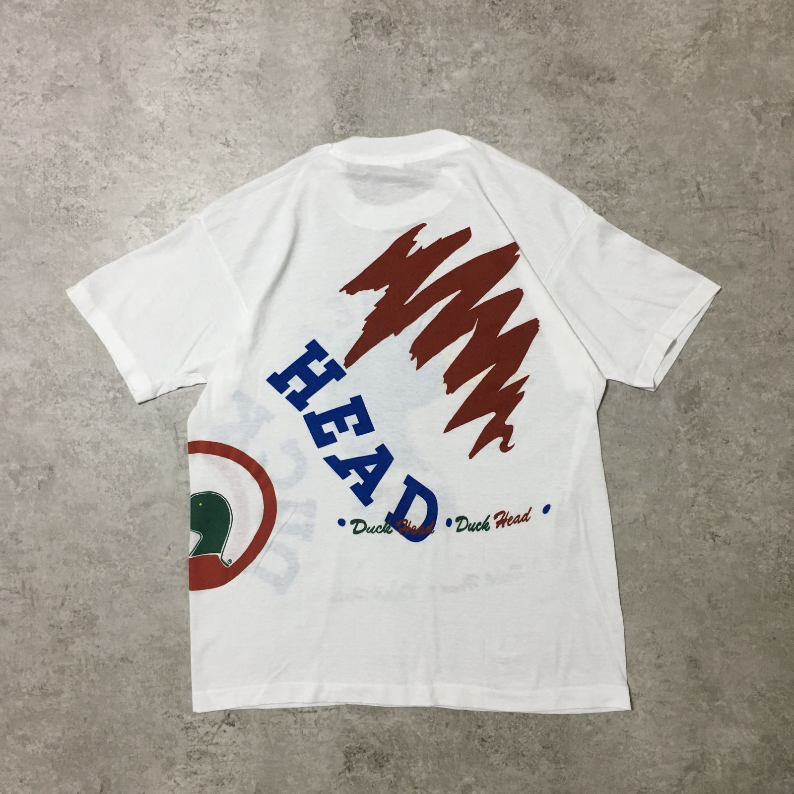80s USA製 DUCK HEAD Logo Multi Printed T-shirt ダックヘッド