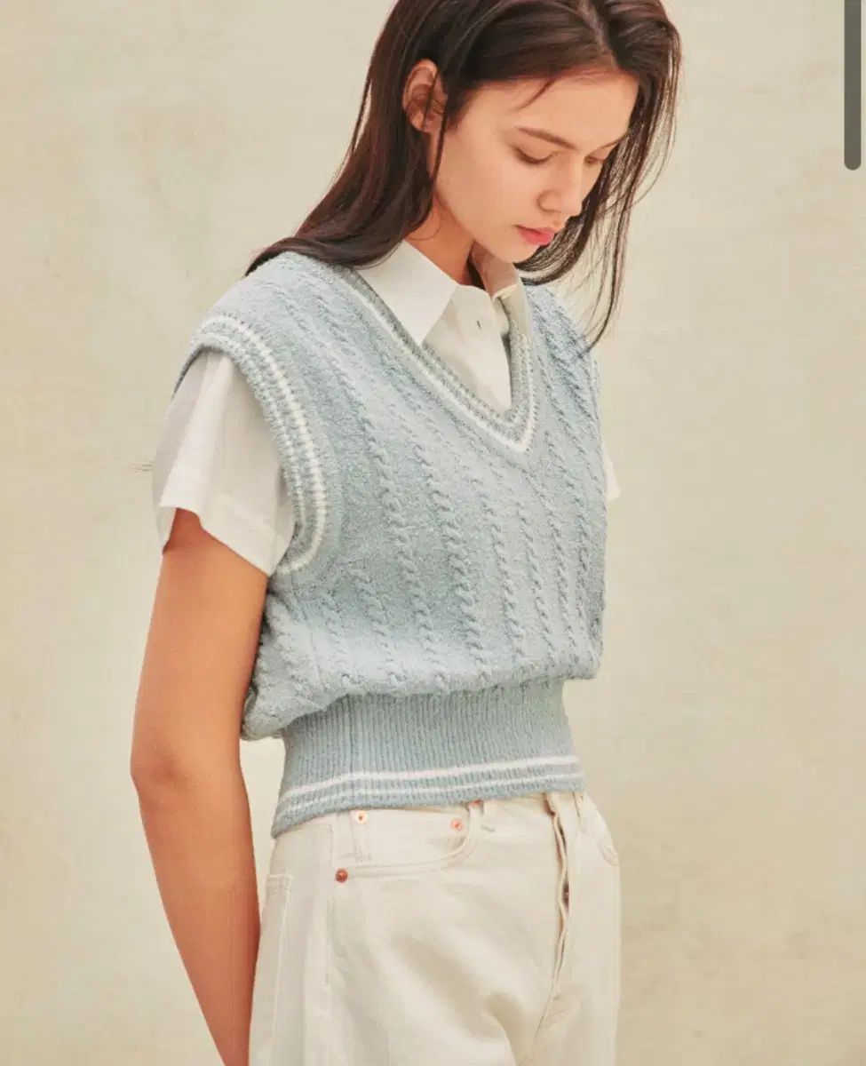 新品 アビエムーア コットン セーター (Dust blue)