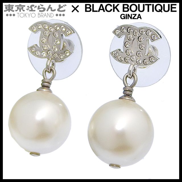 シャネル CHANEL ココマーク フェイクパール ピアス A23V シルバー メタル ラインストーン ピアス レディース 101779131