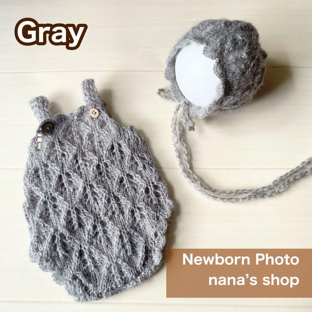 オレンジ♪鏡餅ボンネット 編み込みロンパースセット ニューボーン