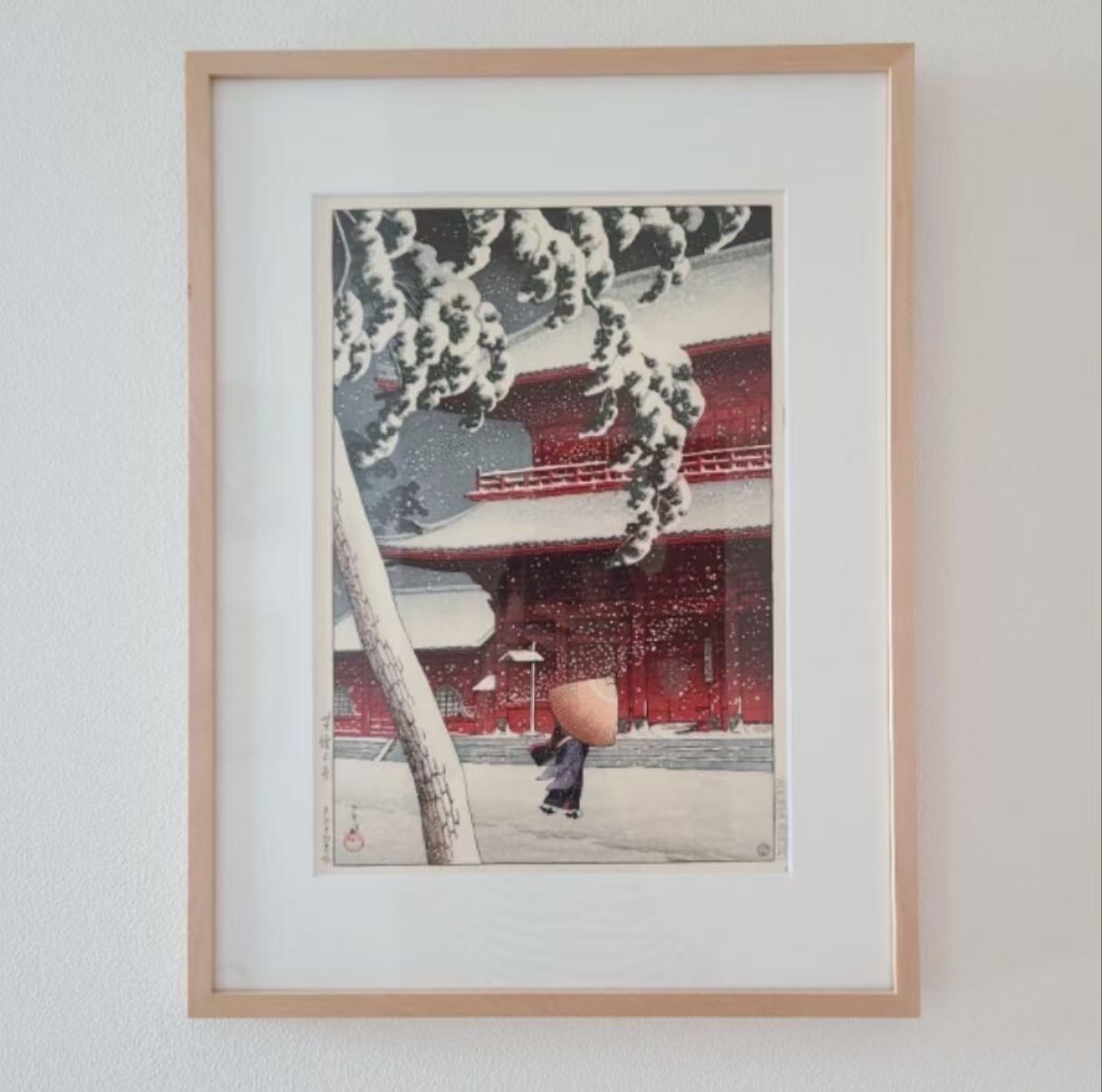 絵画 川瀬巴水増上寺の雪絶版版画です C0091727 増上寺の雪＿