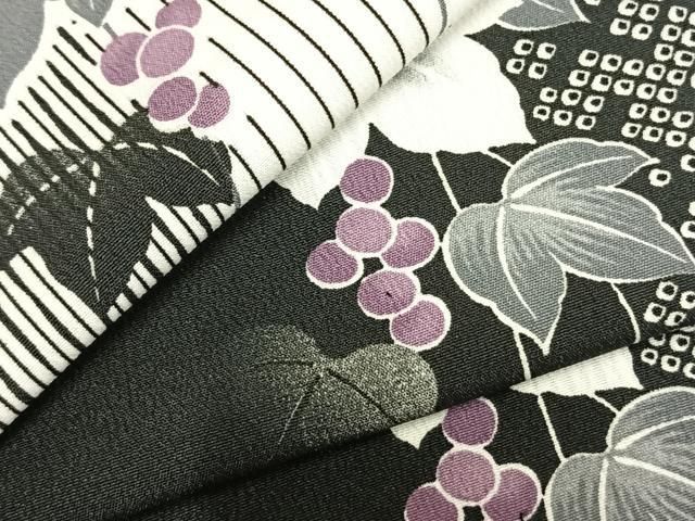 平和屋着物▽小紋 単衣 蔦の葉葡萄文 洗える着物 AABC0315fy