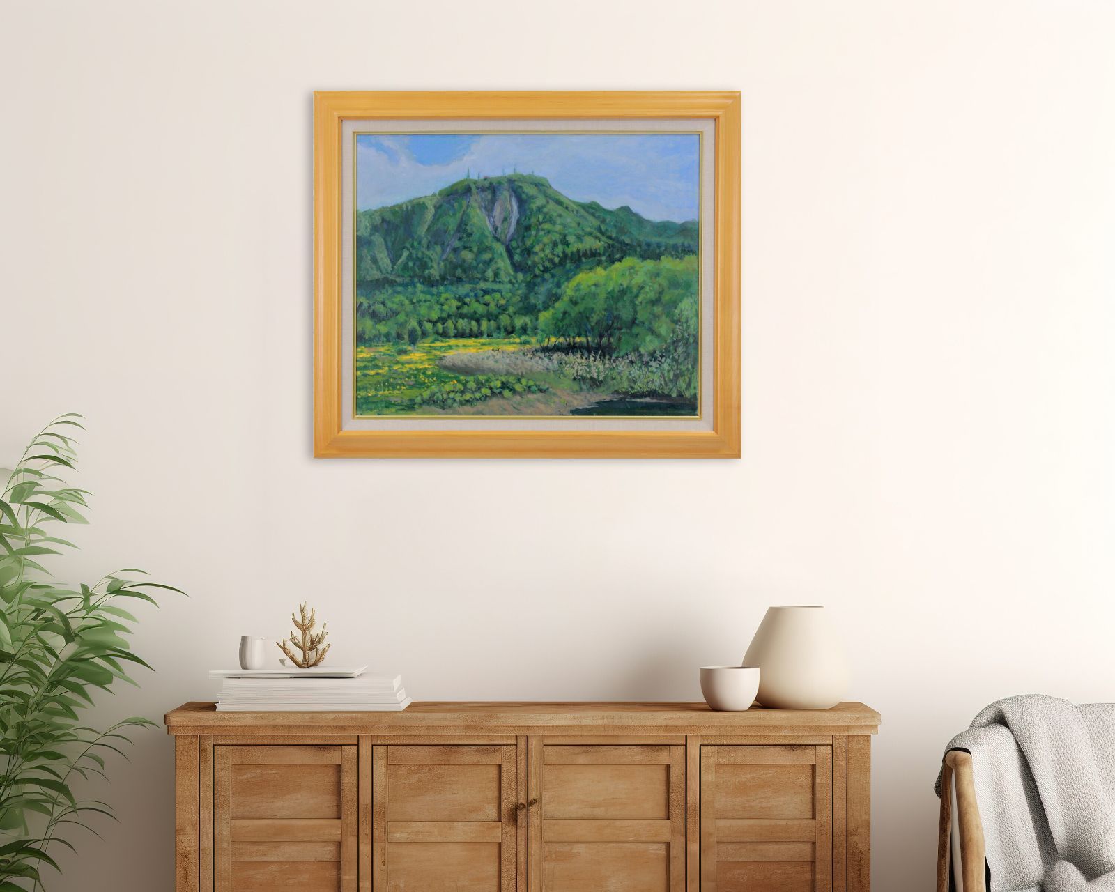 金澤 巌『タンポポの咲く頃（手稲山）』油彩画【真作保証】 絵画 金澤 巌 『タンポポの咲く頃（手稲山）』 油彩画 - 北海道画廊